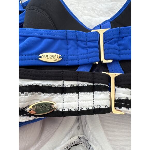 Sunsets California underwire twist bandeau top bundle of 2 blue black size 40D - Picture 9 of 13